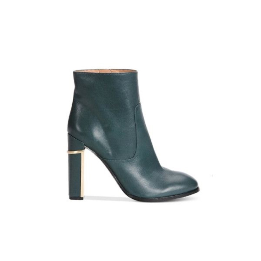 Calvin Klein Booties Womens 7.5 Forest Green. Karlia High Heel Soft Leather
